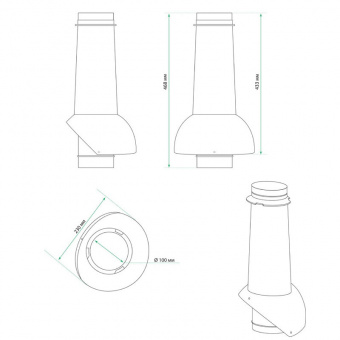 Krovent Pipe-VT IS Выход канализации 110/изол./500 серый (RAL 7024)
