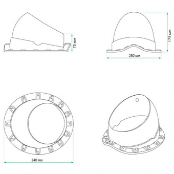 Krovent Base-VT Wave 125-150 основание вентиляционной трубы для м/ч серый (RAL 7024)